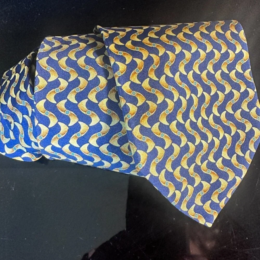 Gucci Silk Tie Psychedelic Blue Mid Century Modernist Retro Mens Mans Neckwear